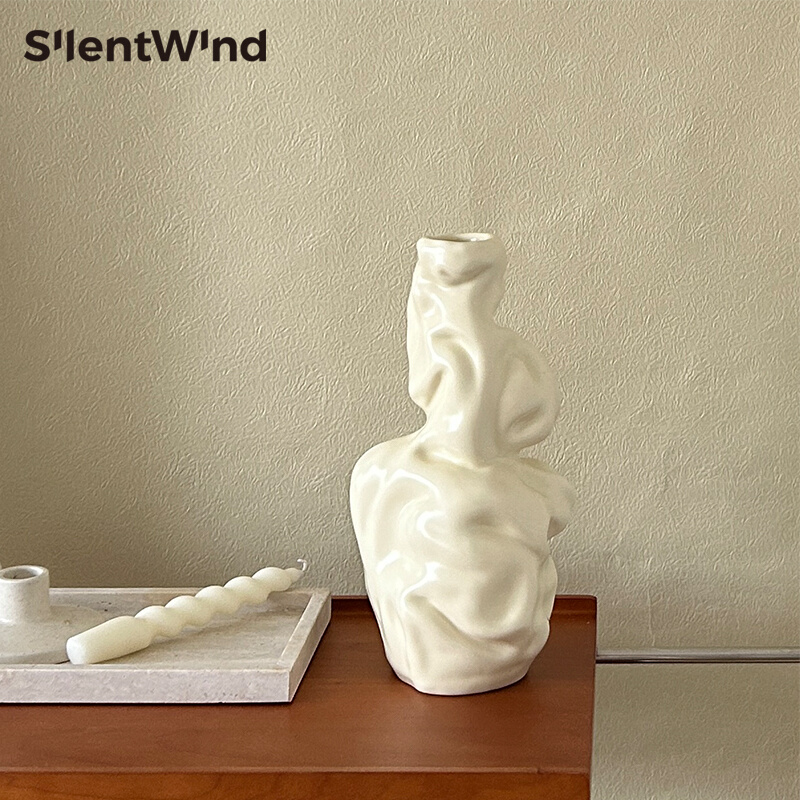 SilentWind寂风生活不规则艺术感陶瓷花瓶侘寂风家居民宿软装摆件