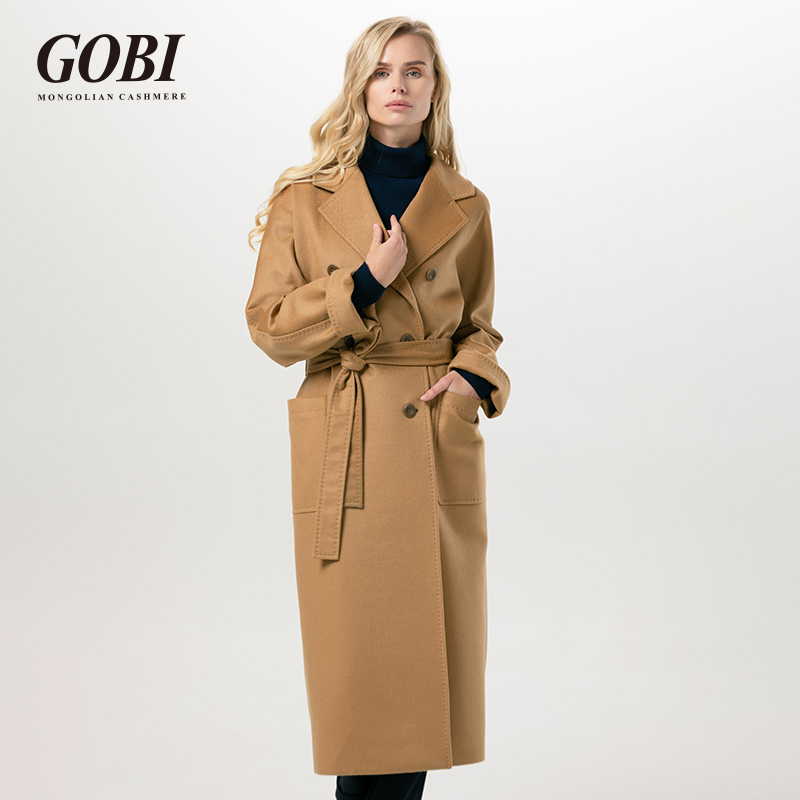 Gobi戈壁羊绒2022新款时尚高端女中长款羊绒毛呢大衣外套