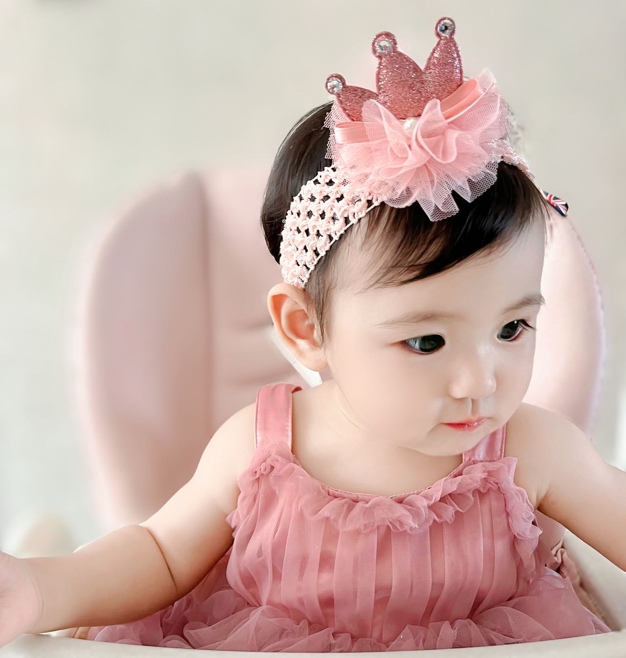 公主发带婴幼儿周岁生日头饰0-12个月女宝宝夏季皇冠新生儿发饰