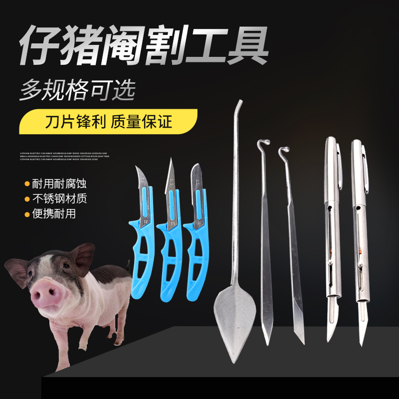 兽用阉割刀煽猪阉猪工具敲猪去势刀仔猪不锈钢笔式柳叶桃型阉割刀