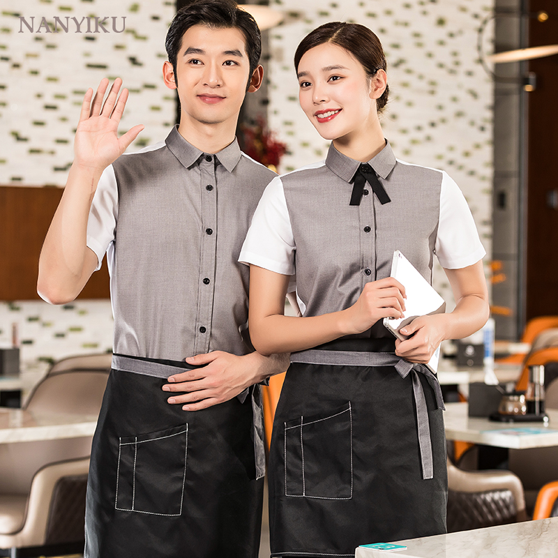 服务员工作服衬衫女短袖餐饮西餐厅饭店汉堡店员工服装奶茶蛋糕店