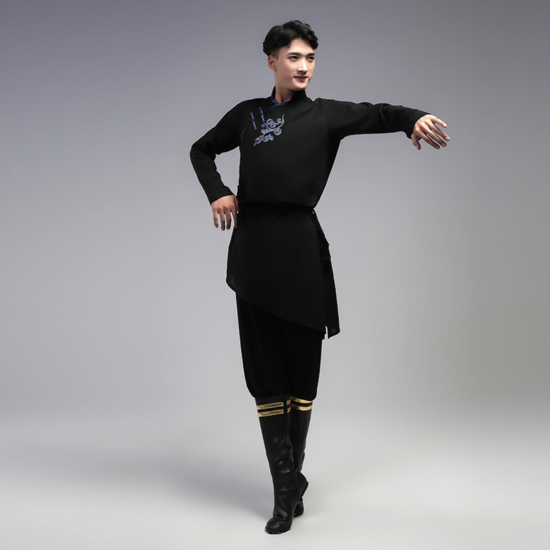 现货速发定制蒙古舞蹈服装男练习服练功服舞台表演服装演出服饰可