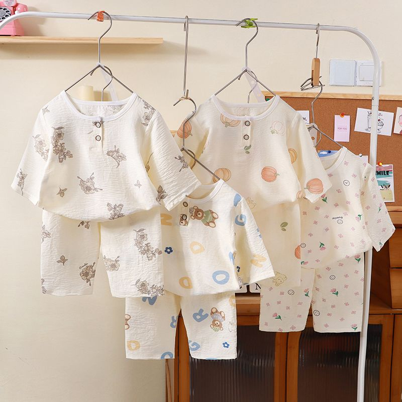 儿童睡衣春夏季男童女童家居服套装宝宝空调服七分袖婴儿休闲套装