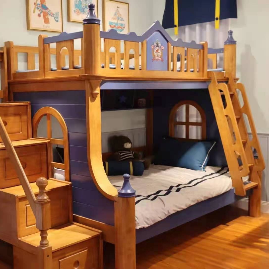 儿童床全实木高低床上下床双层子母床多功能组合床高架城堡上下铺
