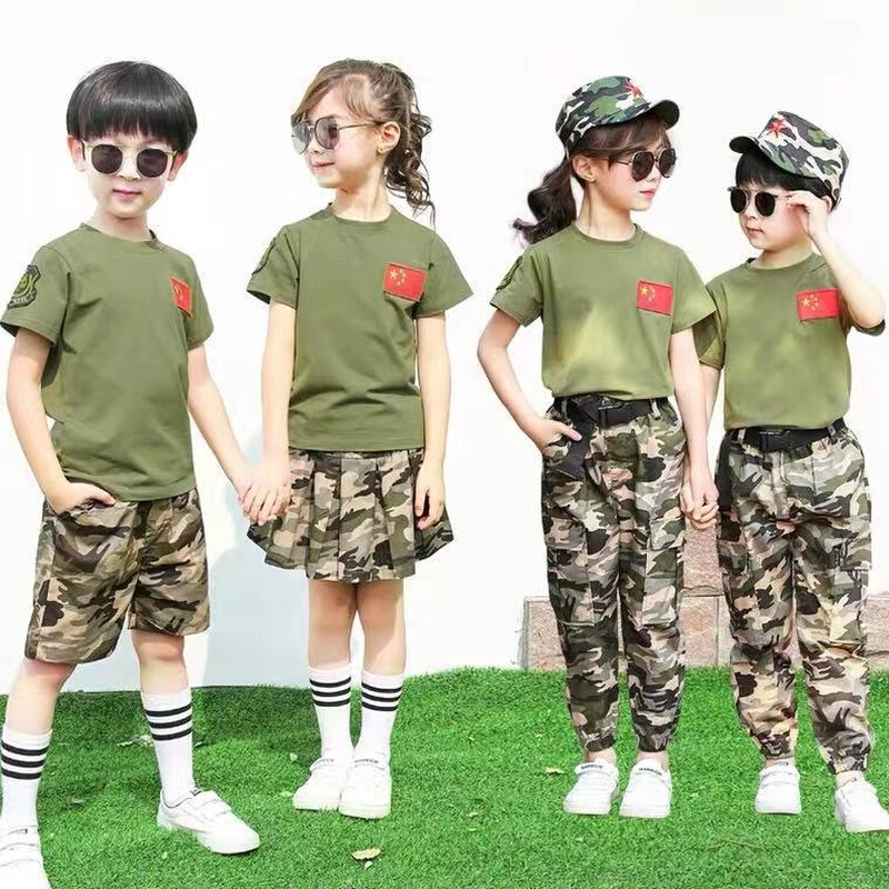 儿童迷彩套装小学生短袖军训夏令营服装警察军人幼儿园演出服军装
