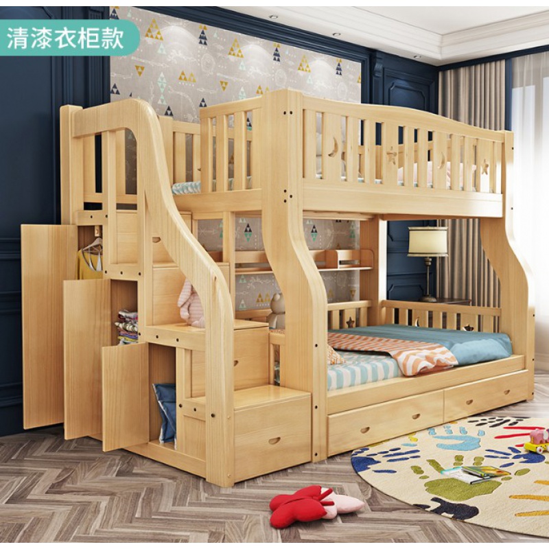 上下床双层床两层上下铺木床高低床全实木子母床衣柜二层床儿童床