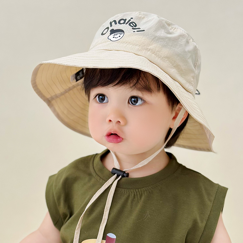 一岁男宝宝帽子春秋女婴儿速干遮阳渔夫帽轻薄款夏天防晒太阳盆帽
