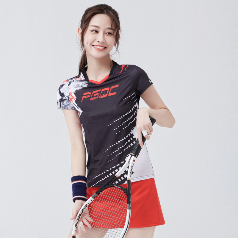 佩琪酷2024新款羽毛球服女套装速干短袖乒乓球队服运动短裤比赛服
