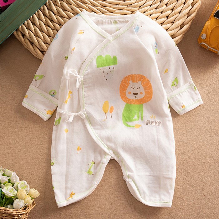 夏季婴儿长袖纯棉蝴蝶衣新生儿纱布衣服初生宝宝和尚服0-3个月薄