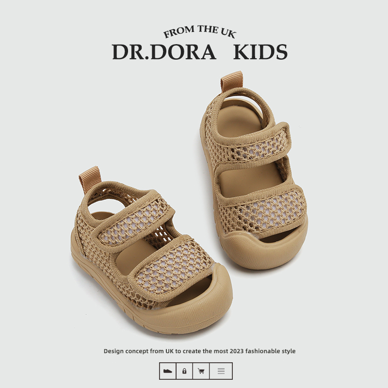 DR.DORA朵拉博士夏季款软底宝宝网布包头小童凉鞋子婴儿防踢学步