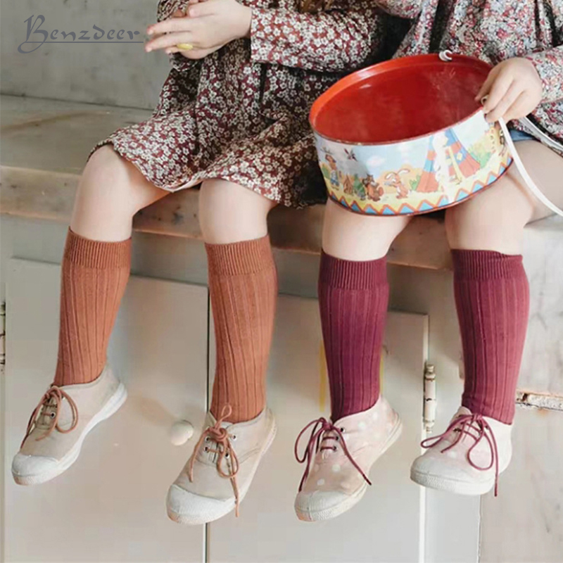 韩国benzdeer周岁宝宝袜子婴儿袜春秋彩色中筒袜长袜黑色灰色洋气