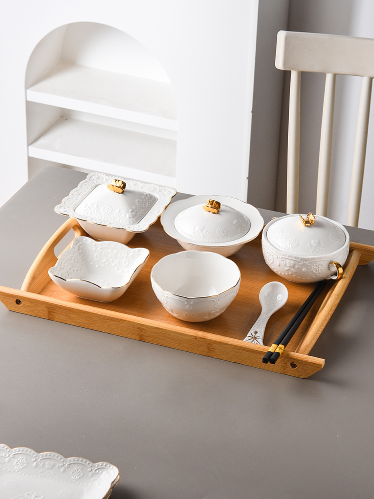 陶瓷月子餐具套装高端会所月子中心一人食产妇专用碗盘汤盅带托盘