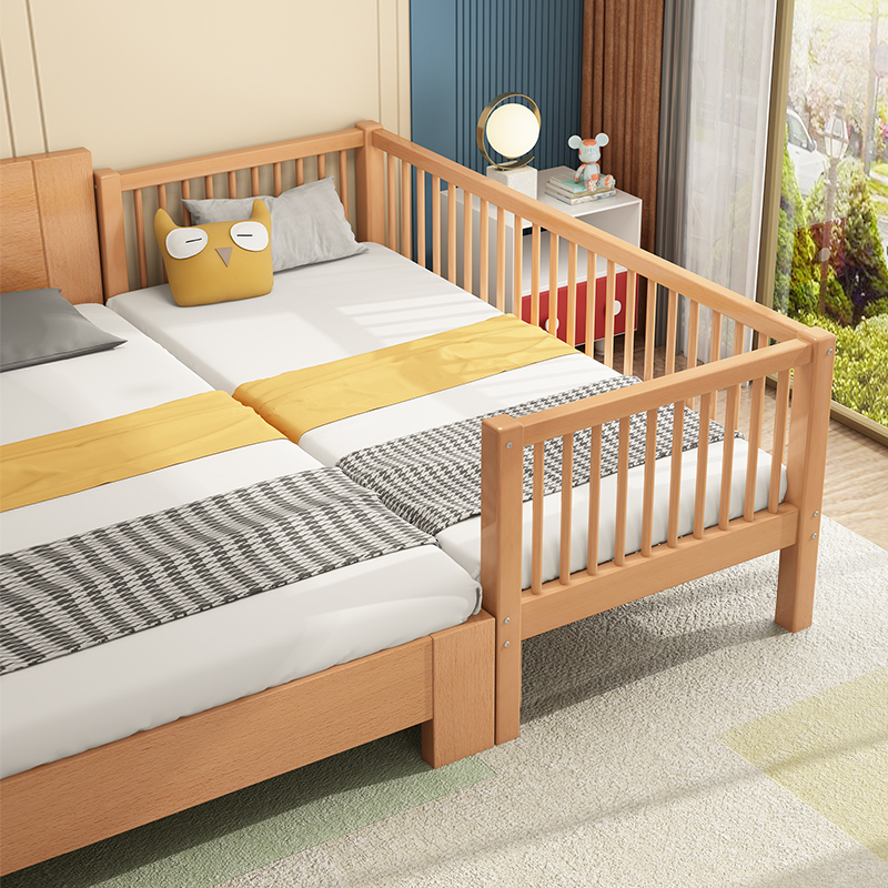 拼接床实木儿童床带护栏榉木床边加宽婴儿床宝宝床小床拼接大床