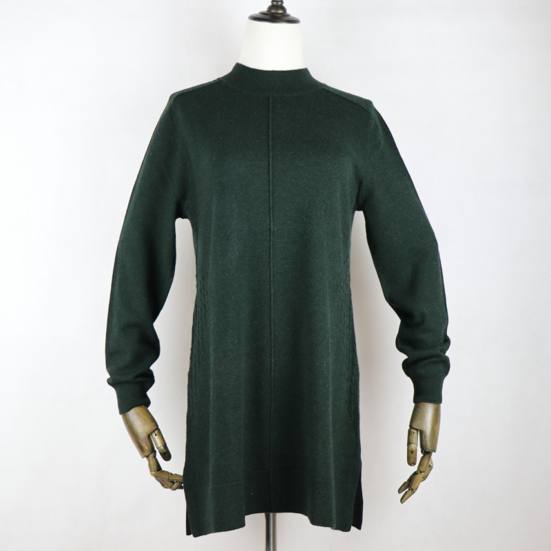 2023冬新款春竹专柜女式半高领羊毛衫套头长款针织毛衣外套18278