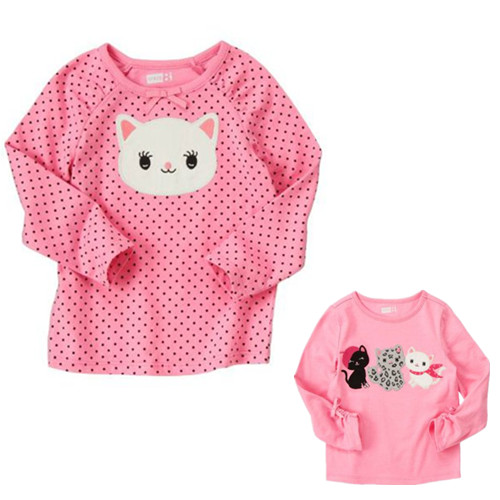 【现货】美国crazy8春款可爱女宝女童小猫咪立体花朵长袖T恤