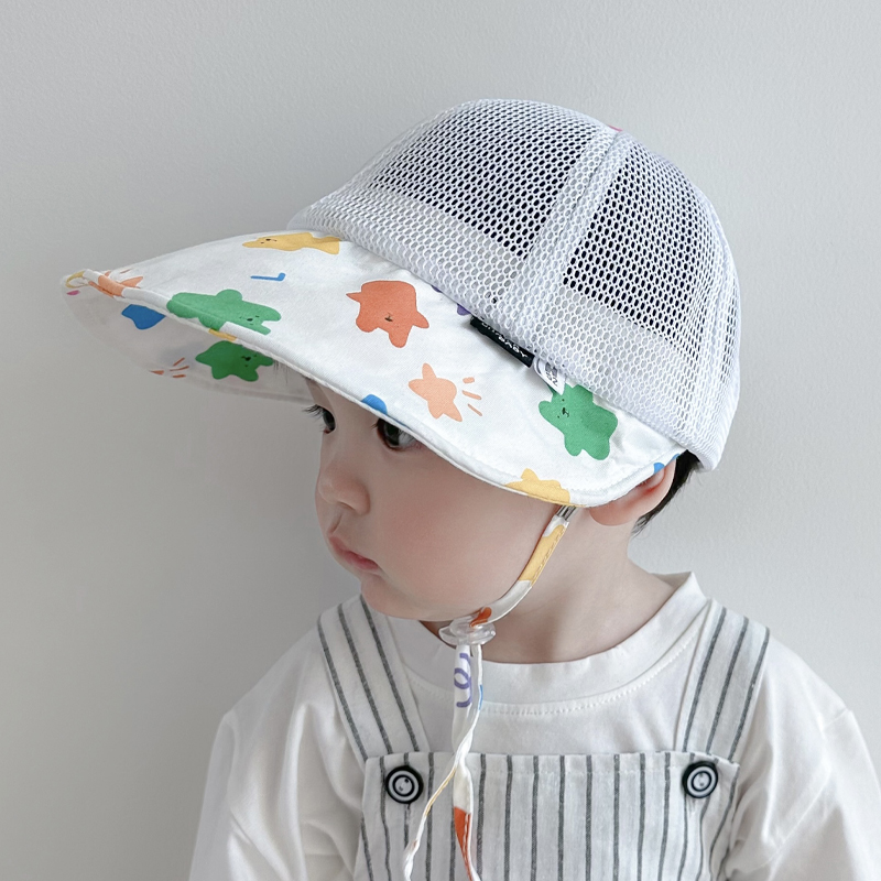 儿童遮阳帽男孩夏季薄款宝宝防晒网眼太阳帽婴儿女童外出渔夫帽
