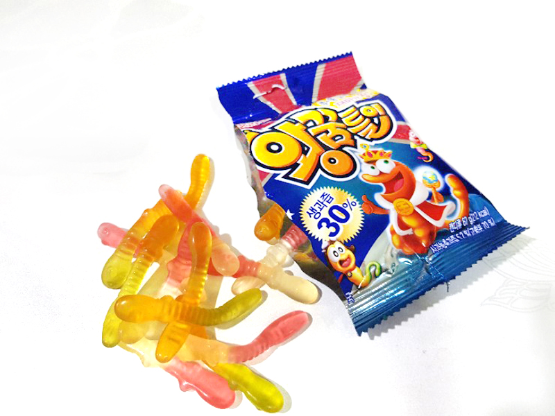 韩国进口好丽友毛毛虫QQ软糖果 橡皮糖果汁软糖彩色零食67g