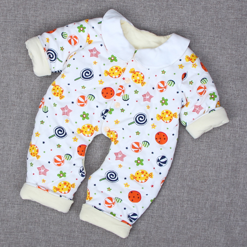 新生婴儿衣服满月宝宝长袖连体睡衣儿童加厚保暖手工棉花哈衣爬服