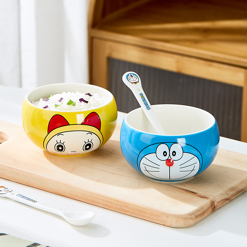 哆啦a梦造型碗家用儿童早餐碗可爱蓝胖子卡通宝宝米饭碗陶瓷餐具