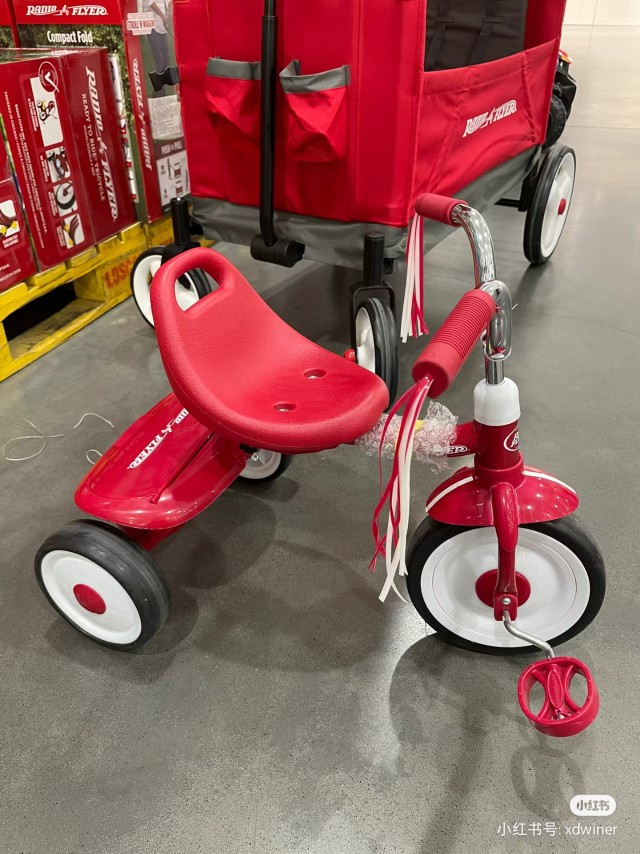 山姆代购PADIO FLYER折叠式儿童三轮车静音车轮脚踏车过家家玩具