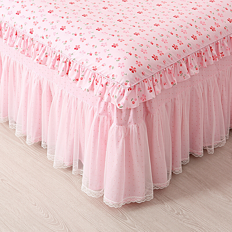 新款1PKN公主床罩单件床裙全棉床套罩床盖蕾丝花边儿童房床单女