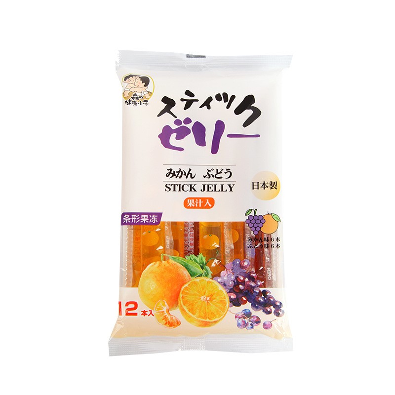 日本进口零食森之健康小子果冻条蜜橘苹果葡萄味儿童宝宝布丁192g