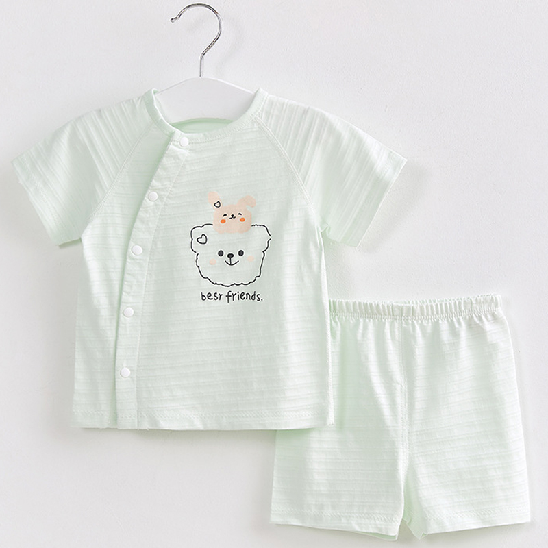 7个月宝宝衣服上下空调服6婴儿夏季薄款分体短袖套装夏天纯棉一岁