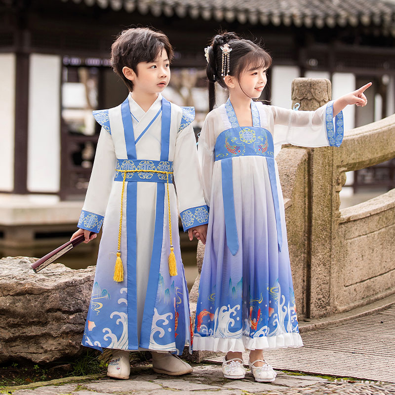 六一儿童汉服男童夏季中国风唐装女童古装国学服演出服表演服装女