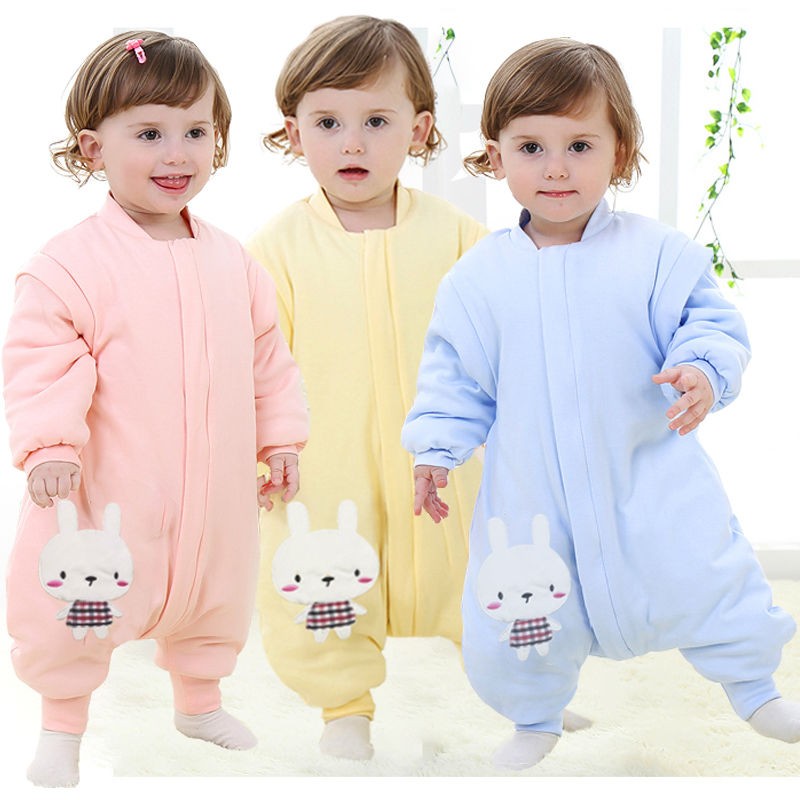 婴儿睡袋秋冬款加厚防踢被新款儿童睡衣1-2-3岁纯棉分腿4宝宝睡袋