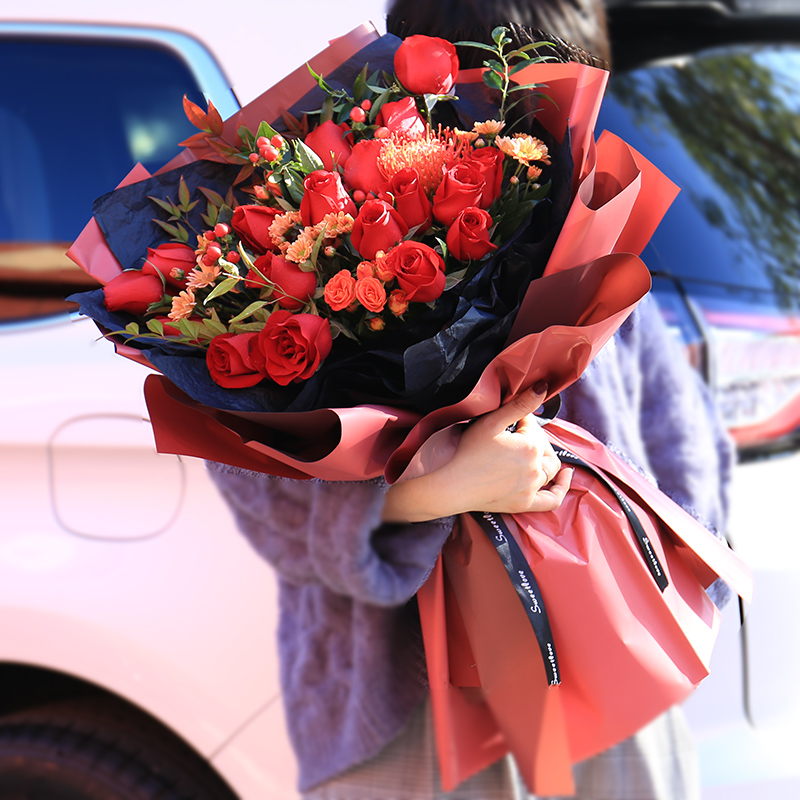 每周上款红玫瑰花束送女朋友生日鲜花速递苏州同城送生日超大花束