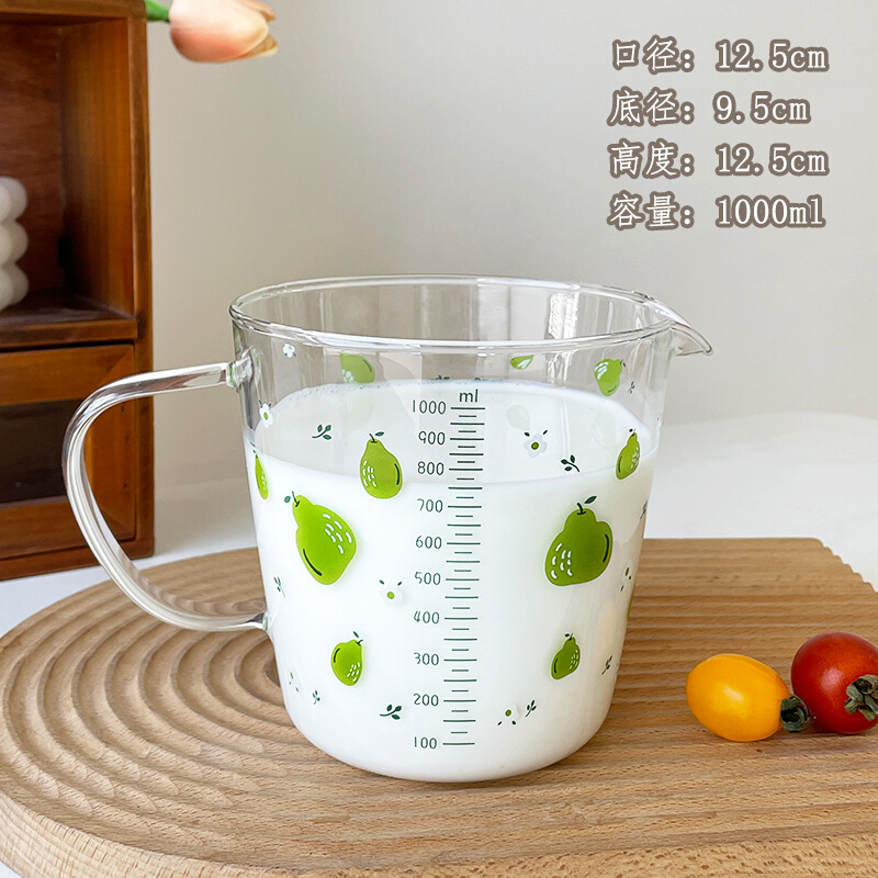 玻璃量杯耐高温带刻度烘焙微波炉加热早餐牛奶杯高颜值计量打蛋杯