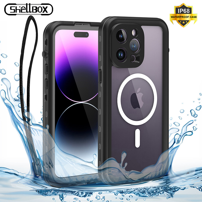 IP68 Waterproof Case 适用于iPhone15 Pro Max全包防水壳苹果14手机套游泳浮潜户外防尘磁吸充电防摔手机壳
