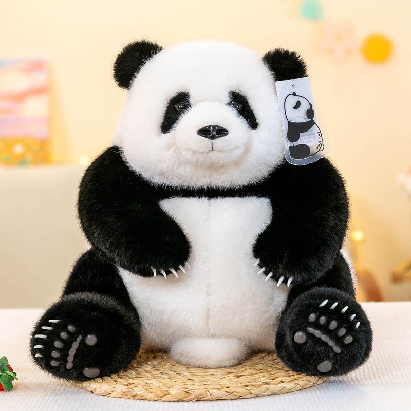正版仿真花花熊猫公仔布娃娃工厂抱枕女生成都大熊猫毛绒玩具礼物