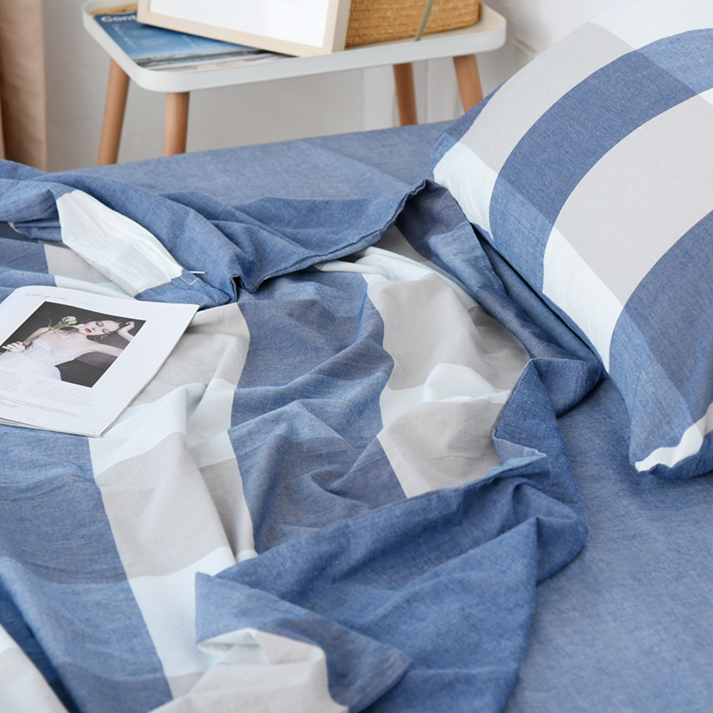 32支水洗纯棉床品四件套 日系床单 枕套 被套 简约舒适 四季可用