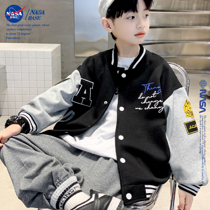 NASA男童外套春秋款2024新款儿童装棒球服男孩酷帅开衫中大童上衣