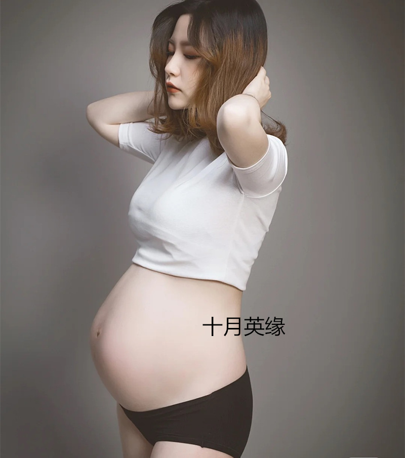孕妇拍照写真服装T桖上衣女短袖显瘦露肚脐纯棉性感大肚妈咪照
