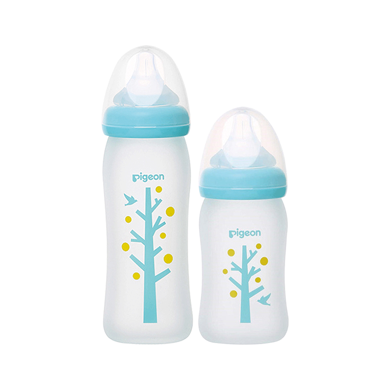 贝亲硅胶奶瓶磨砂防飞溅玻璃宽口径新生儿婴儿宝宝奶瓶160ml官旗