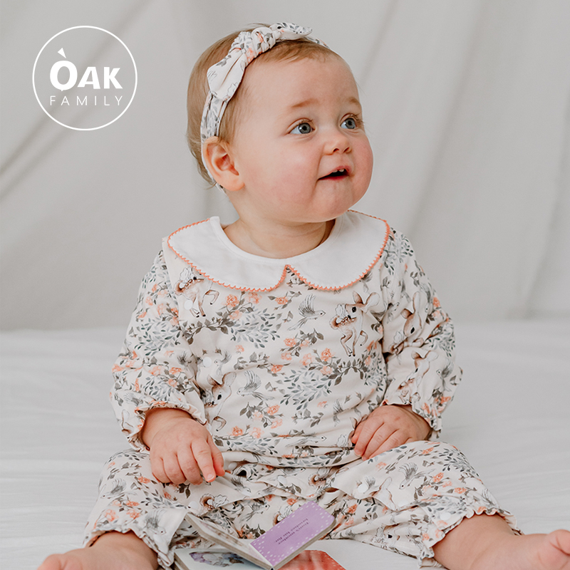 Oak Family婴儿连体衣薄款夏季纯棉衣服新生儿和尚服宝宝哈衣爬服
