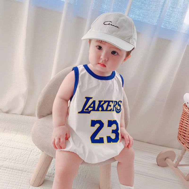 日本新生婴儿衣服夏季薄款篮球服包屁衣宝宝无袖球衣背心连体衣潮
