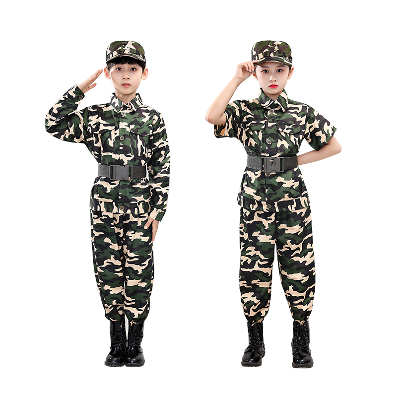 现货速发新式儿童迷彩服套装男女童小学生幼儿园孩子军训服夏令营