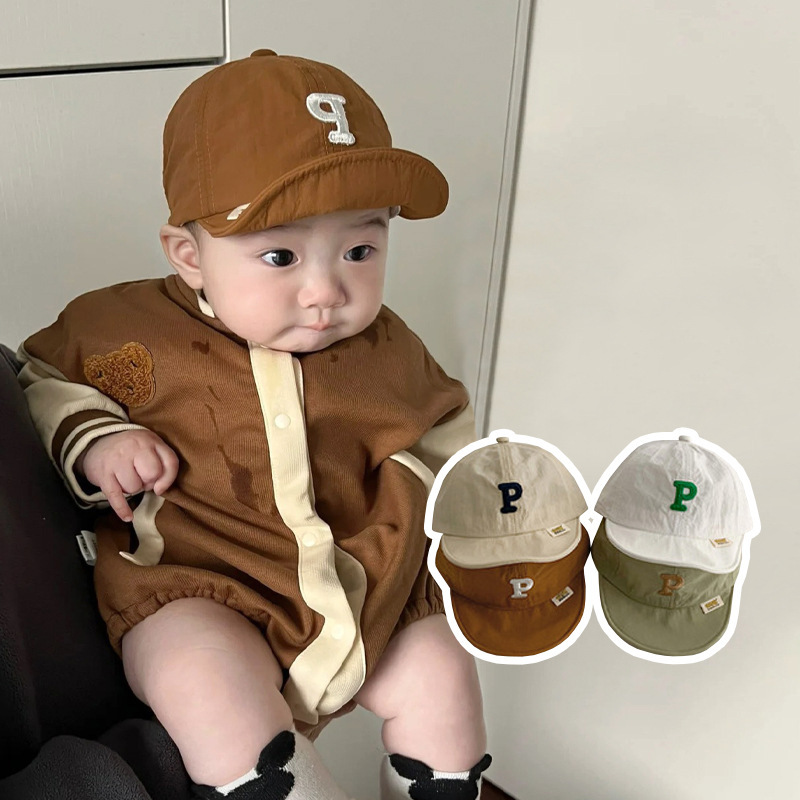 婴儿帽子夏季薄款韩版字母儿童防晒鸭舌帽宝宝遮阳速干棒球帽