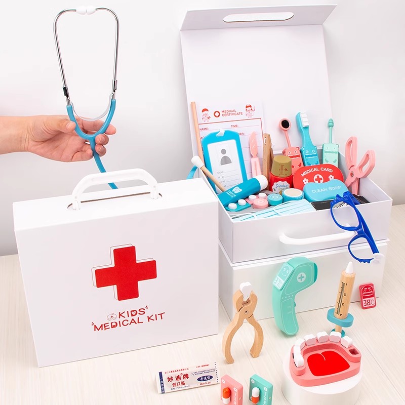 儿童小医生玩具套装女孩角色扮演过家家听诊器医疗箱打针男孩收纳