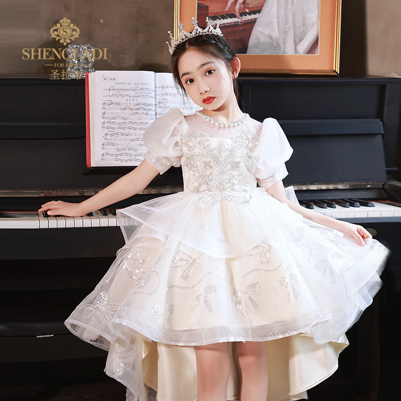 高档公主裙女童高端礼服花童婚礼小女孩礼服儿童主持人钢琴演奏演