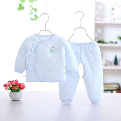 婴儿薄棉衣套装纯棉新生婴幼儿童保暖衣服两件套宝宝棉袄夹棉加厚