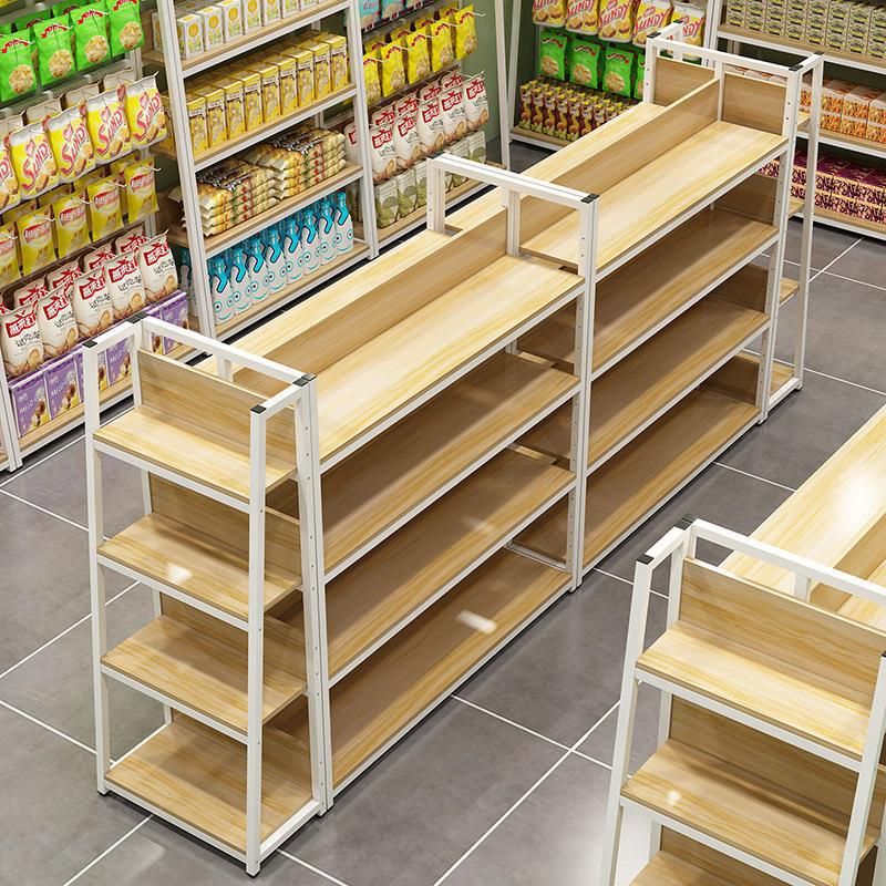 超市货架展示架便利店单面食品架子母婴文具店中岛钢木柜