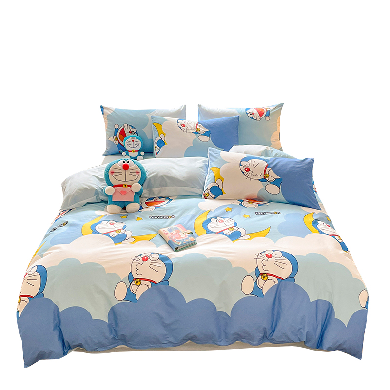 哆啦A梦卡通四件套纯棉100全棉男孩床单被套叮当猫儿童床上三件套