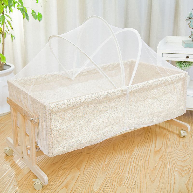 床小童-宝宝宝宝摇篮床摇摆可便携式0加粗小婴儿床摇床2岁实木