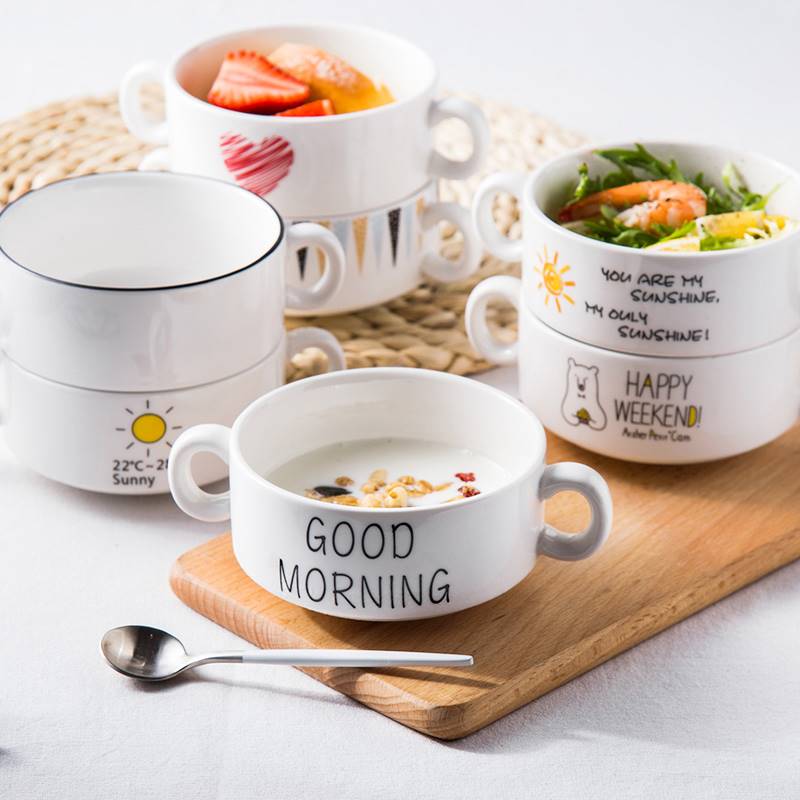 创意儿童碗陶瓷家用餐具可爱北欧宝宝个性韩式烤碗早餐甜品小粥碗