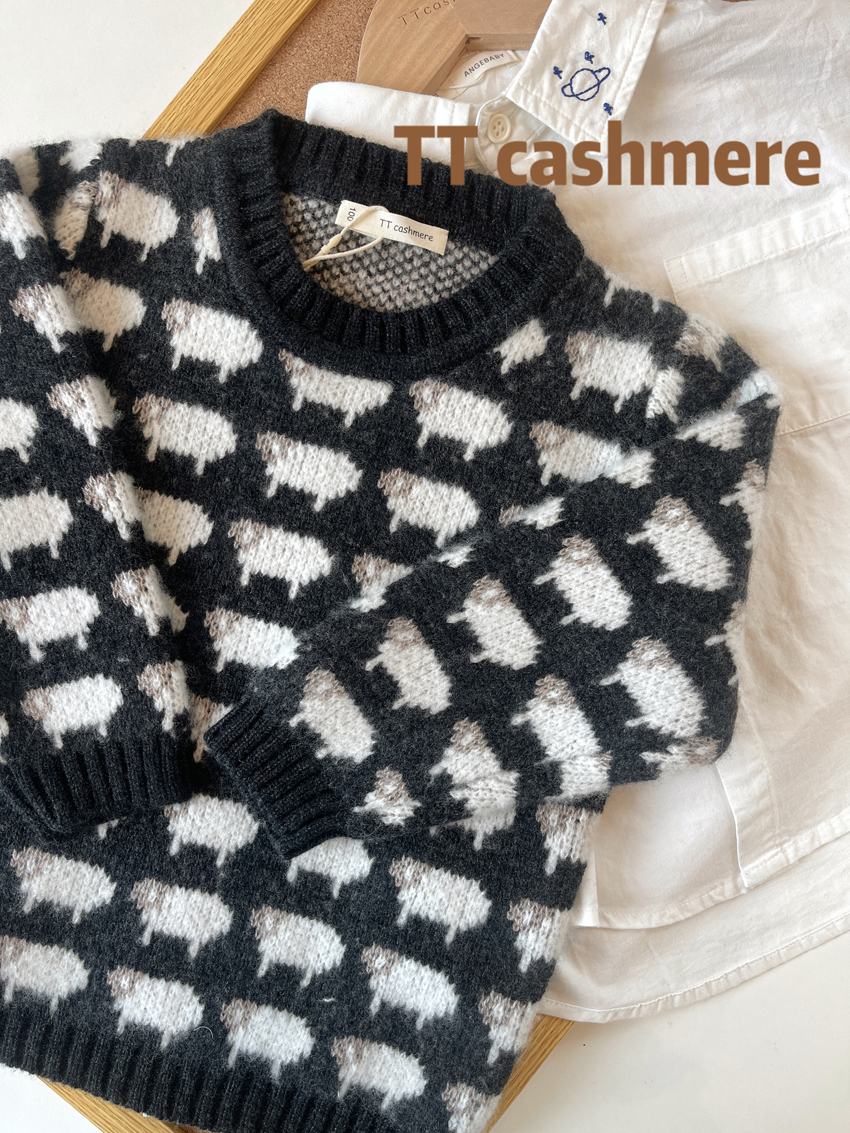 TTcashmere秋冬新款小羊圆领加厚长袖可爱卡通宝宝毛衣儿童羊绒衫
