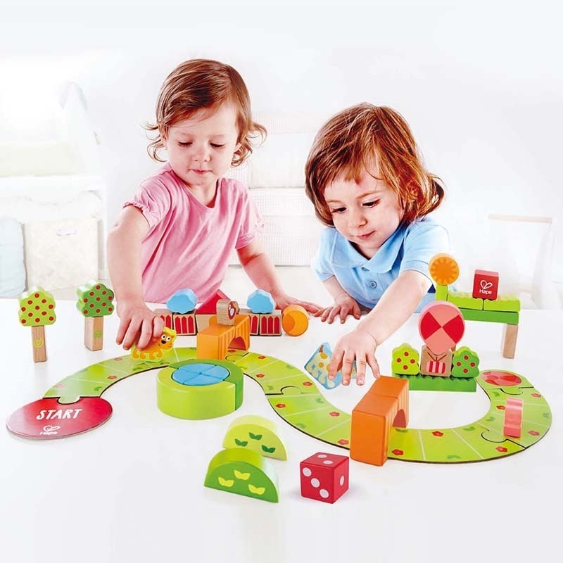 德国hape 佩佩家园历险游戏积木 益智儿童宝宝玩具教具早教中心